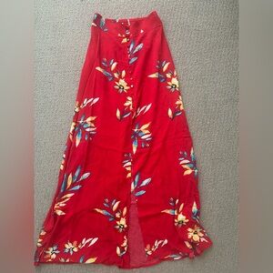 Express Red Maxi button down A-Line Skirt with Slit